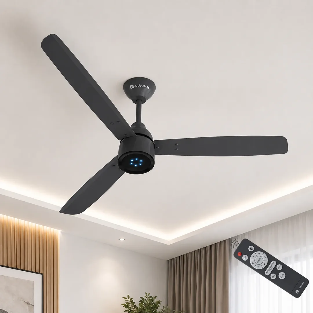Aapanam Aapanam BLDC Ceiling Fan with 5 Years Warranty – Vixa Neo Smoke 1200mm with RF Remote