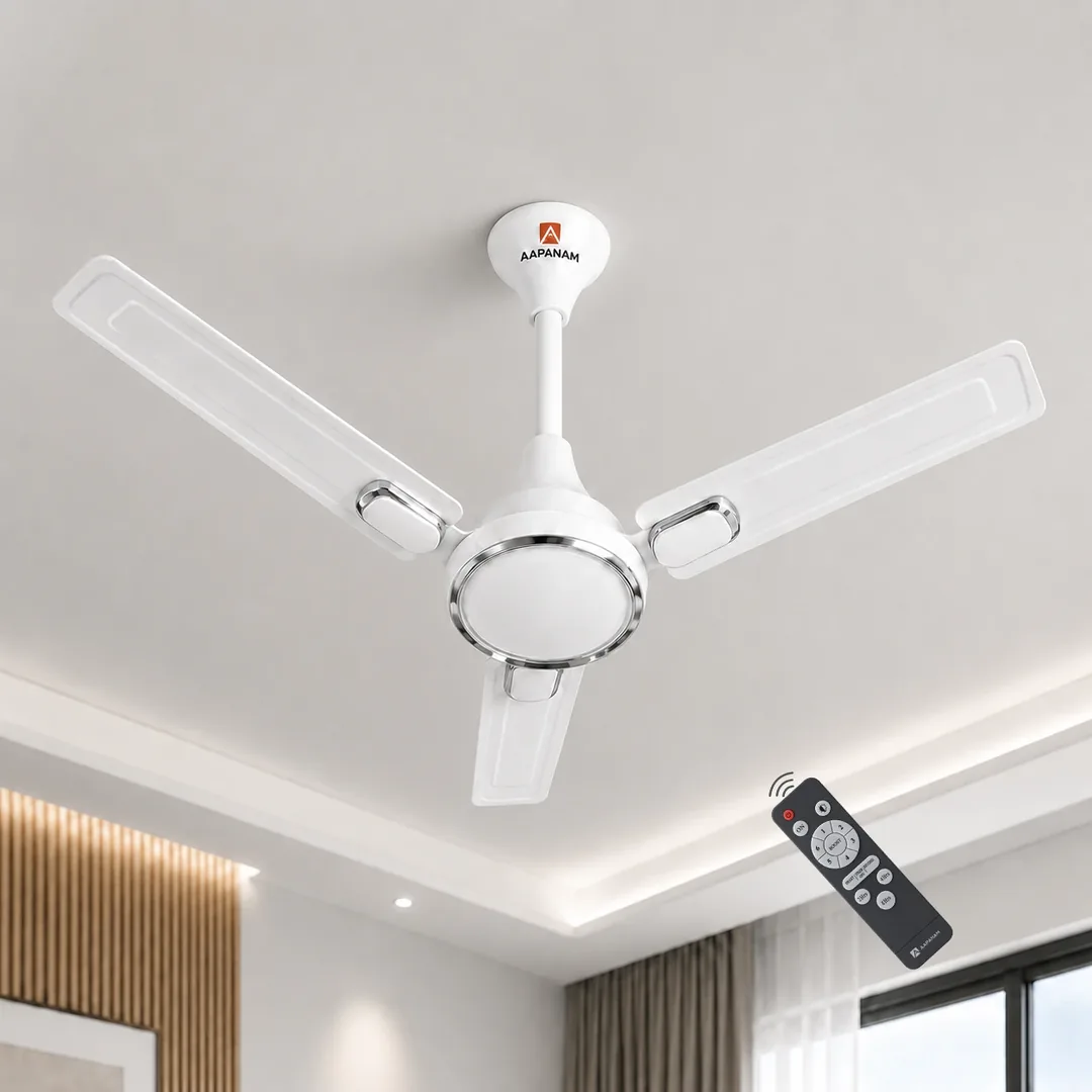 Aapanam Aapanam BLDC Ceiling Fan with 5 Years Warranty – Vixa Pearl White 1200mm with RF Remote