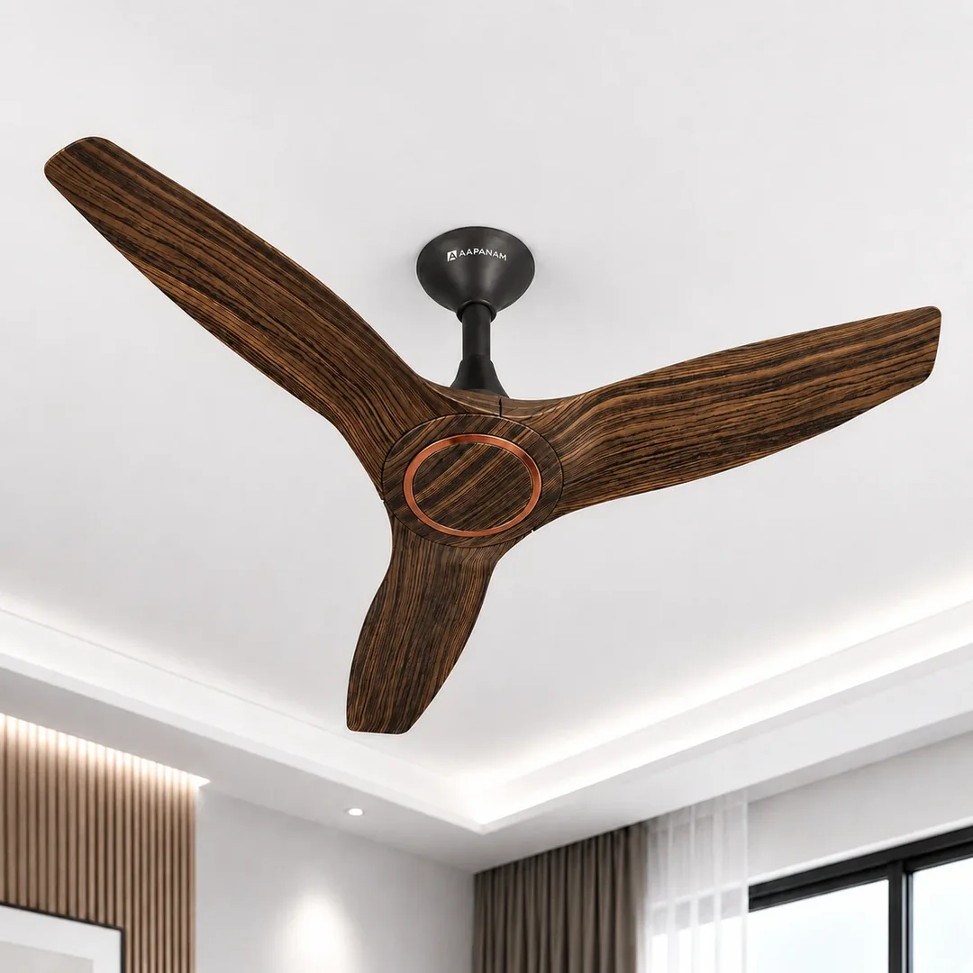 Aapanam Aapanam BLDC Ceiling Fan with 5 Years Warranty โ Vixa Pro Wood Royal Teak 1200mm with RF Remote โ view 3