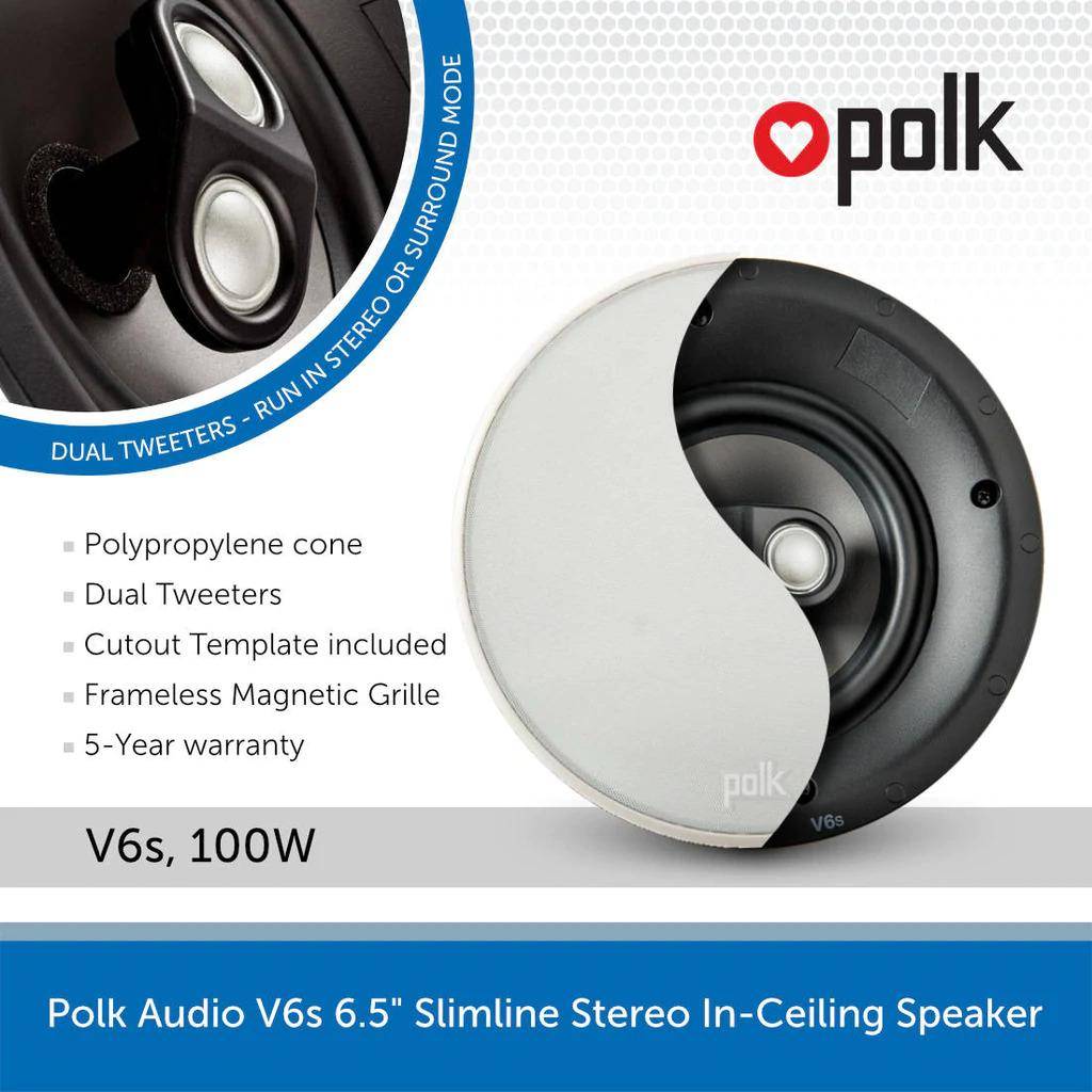 Polk Audio Rc6s Ceiling Stereo Speaker Perfect Match For Indoor/outdoor  (EACH)